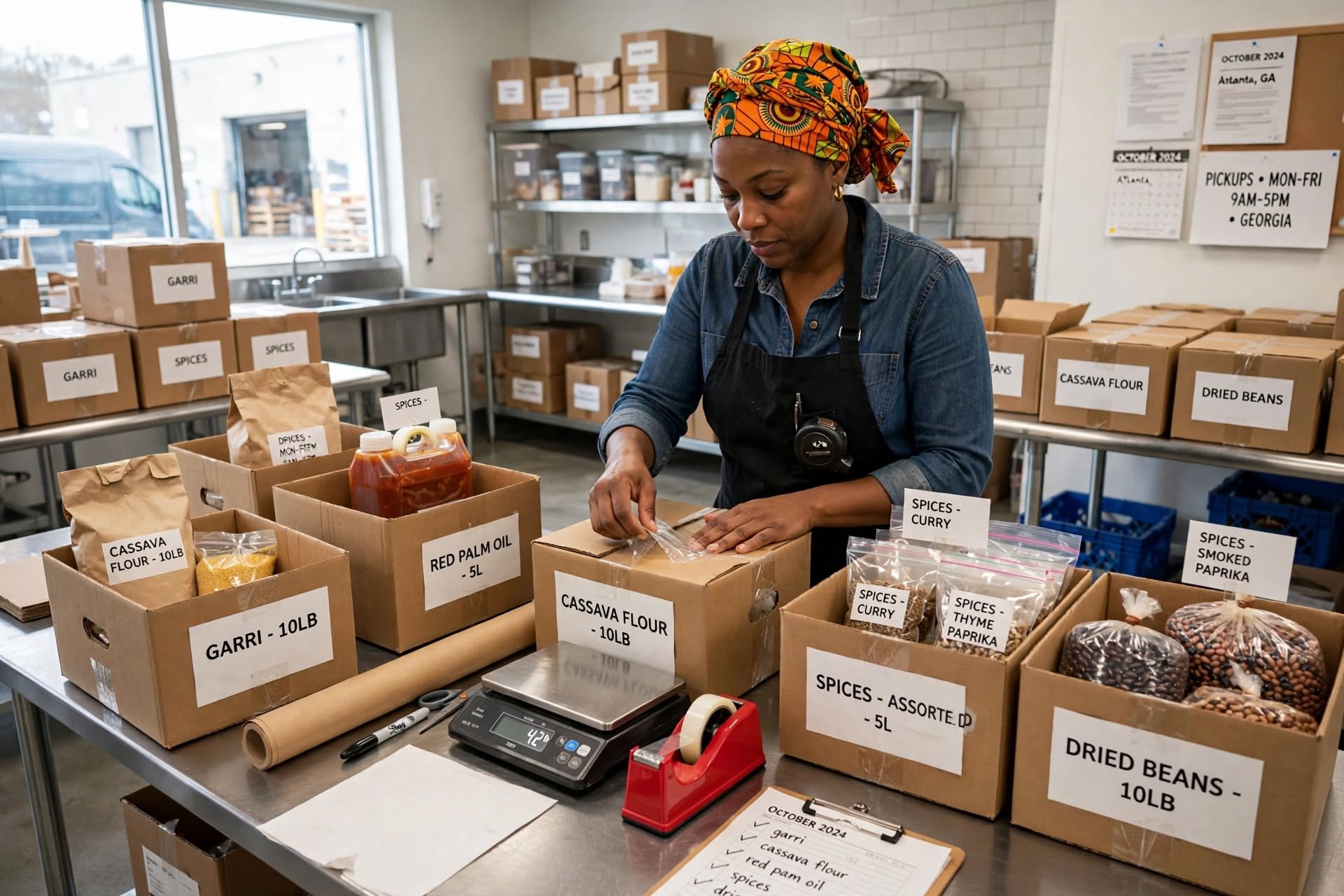 Caterer packing labelled wholesale cartons